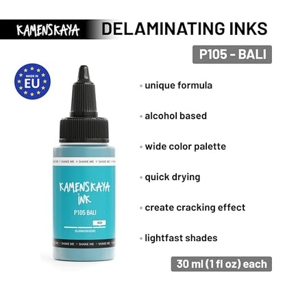 KAMENSKAYA Delaminating Alcohol Inks - Self-Splitting Alcohol Ink P-105 'Bali' - 1 fl oz (30 ml) - color: P-105 'Bali'
