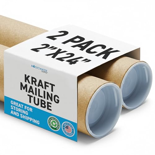 MagicWater Supply Mailing Tube - 2 in x 24 in - Kraft - 2 Pack - for Shipping and Storage of Posters, Arts, Crafts, and Documents - size: 2 Pack
