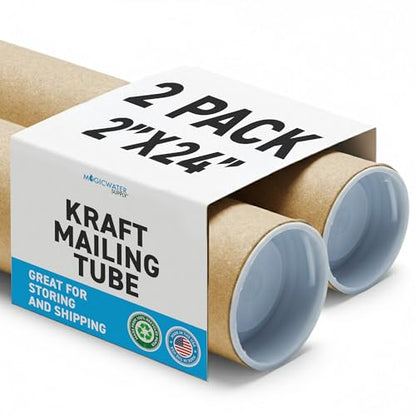 MagicWater Supply Mailing Tube - 2 in x 24 in - Kraft - 2 Pack - for Shipping and Storage of Posters, Arts, Crafts, and Documents - size: 2 Pack