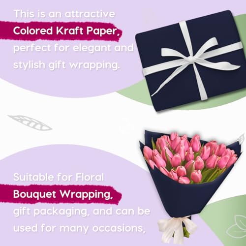 SMART&CASUAL 15" x 450" (37.5') Kraft Paper Roll for Art Craft Supplies Gift Wrapping Moving Packing Painting Drawing Paint Easel Poster Chart Paper (Navy Blue, 15" W x 450" L (37.5')) - color: Navy Blue, size: 15"W x 450"L ( 37.5' )