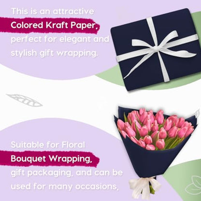 SMART&CASUAL 15" x 450" (37.5') Kraft Paper Roll for Art Craft Supplies Gift Wrapping Moving Packing Painting Drawing Paint Easel Poster Chart Paper (Navy Blue, 15" W x 450" L (37.5')) - color: Navy Blue, size: 15"W x 450"L ( 37.5' )