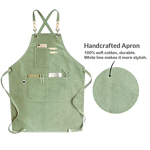 carrotez Adjustable Over sized Plus Size Canvas Apron with Pockets Men and Women Aprons - color: Mint