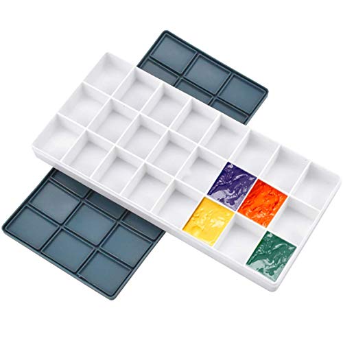 24 Paint Palette Plastic Paint Holder Watercolor Acrylic Paint Storage Travel Palette Tray with Rubber Lid for Artists Students Kids