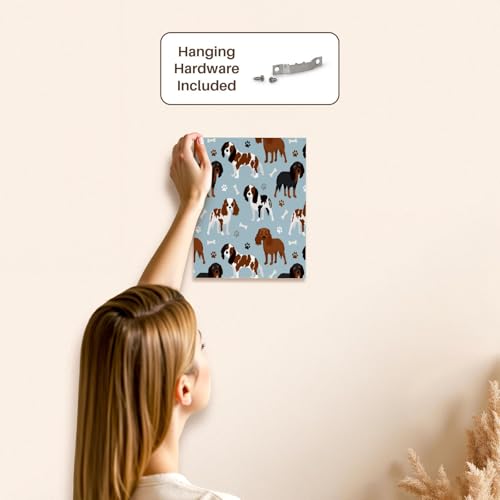 3dRose Cavalier King Charles Spaniel Pattern Blue Museum Grade Canvas Wrap 8x10 - size: 8"L x 10"W
