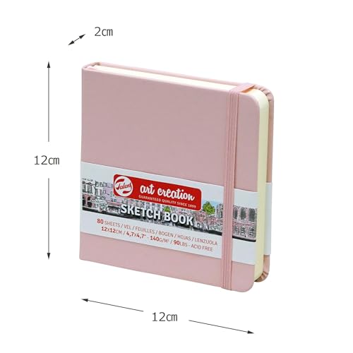 Royal Talens T9314-014M 441750 Talens Art Creation Sketchbook, Drawing Notebook, 4.7 x 4.7 inches (12 x 12 cm), Pastel Pink - color: pastel pink, size: 12×12cm