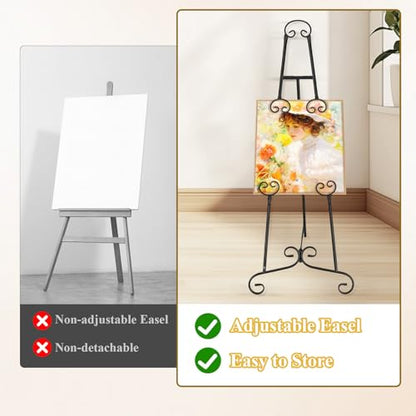 Black Easel Stand for Sign, Adjustable Display Easel Stand with Chain, Wedding Poster Stand, Perfect for Displaying Photos, Artwork, Picture Frames etc - color: Black