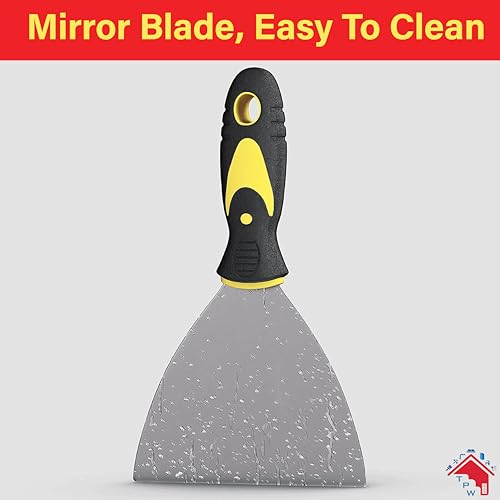 TPW 5-Pcs Putty Knife Set, 1-5 Inch Stainless Steel Scrapers for Drywall Repair, Wallpaper Removal, Mud and Plaster Scraping