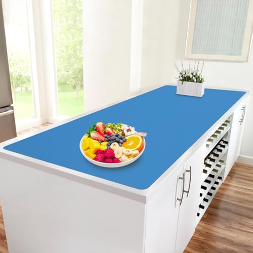 Large Silicone Mat, 72”x16” Heat Resistant Mats for Countertop, Cuttable Waterproof Kitchen Counter Mat, Multipurpose Countertop Protector Mat, Silicone Mats for Kitchen Counter (Blue) - color: Blue, size: 16"L x 72"W