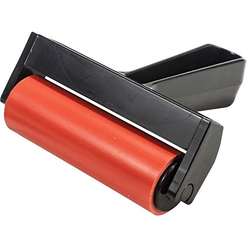 Gel Press Rubber Brayer - for printmaking, Scrapbooking, Paper Crafts, Home Decor & More - 4 Inches, Red & Black - size: 4.0 inch