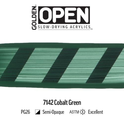 OPEN Slow-Drying Acrylics by GOLDEN, Cobalt Green, 2 fl oz. tube, Professional Acrylic Paint, Semi-Opaque - color: Cobalt Green, size: 2 Fl Oz (Pack of 1)