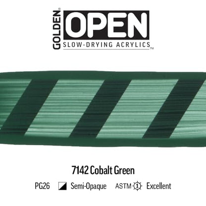 GOLDEN OPEN Slow-Drying Acrylics, Cobalt Green, 5 fl oz. tube, Professional Acrylic Paint, Semi-Opaque - color: Cobalt Green, size: 5 Fl Oz (Pack of 1)