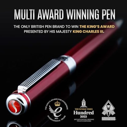 Scriveiner Deep Crimson Ballpoint Pen - Stunning Red Lacquer Luxury Pen, Chrome Finish, Schmidt Black Refill, Best Ball Pen Gift Set for Men & Women, Professional Executive Office, Nice Designer Pen - color: 6. Crimson Red with Chrome
