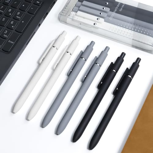 UIXJODO 6 Pcs Gel Pens 0.5mm Quick Dry Black Ink Pens Fine Point Smooth Writing Pen, Cute Office and School Supplies Gifts for Women Teacher Students (6 Pcs Black White Grey Silver) - color: 6 Pcs Black White Grey Silver