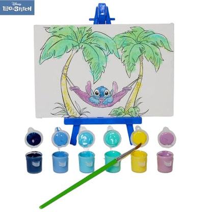 Innovative Designs Disney Lilo and Stitch Canvas Paint Set for Kids with 3 Canvases, Acrylic Paint, Paintbrush, & Easel - color: Lilo and Stitch
