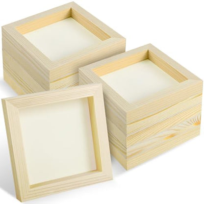 10 Pack Unfinished Wood Canvas, 5 x 5 inch Wood Panel Boards, DIY Arts Crafts Wooden Canvas Boards, Square Wooden Panels Blank Board for Painting Pouring Art Projects