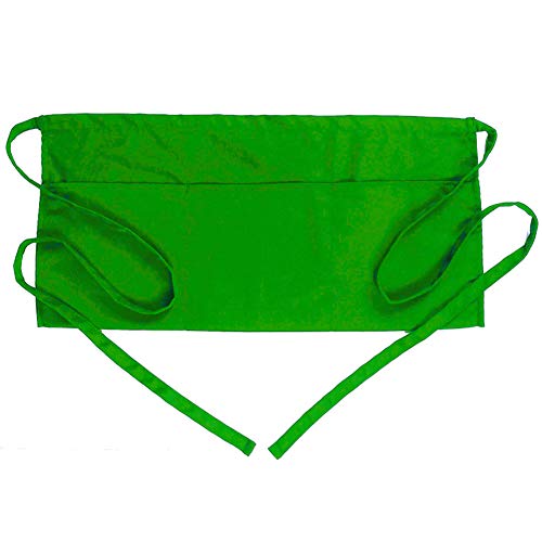BOHARERS Waist Apron with 3 Pockets - Green Waitress Waiter Server Short Apron - color: D-1 Pack Green