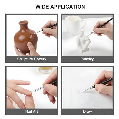 15 Pcs Professional Silicone Rubber Tip Paint Pens Brushes Silicone Paint Brushes for Crafts 5 Shapes Head Rubber Paints Pens Flexible Clay Carving Tools for Handicraft Sculpting Pottery Nail Art