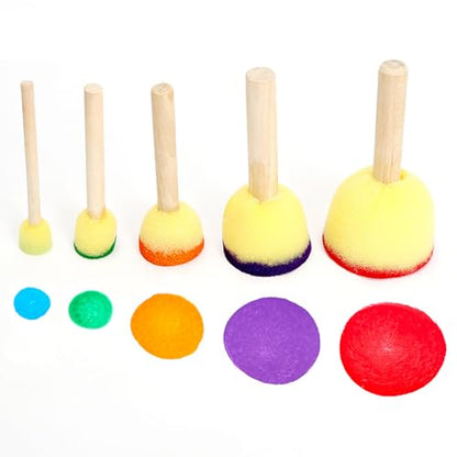 Round Sponges Brush Set Paint Sponge Wood Handle Foam Stencil Brushes Touch Up Painting Tools for Acrylic Craft Staining Varnishes 10pcs - color: A