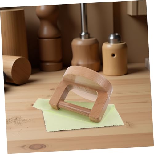 CORHAD Wooden Stamp Press Block Round Beech Wood Handle and Wipe Cloth, Handheld Printmaking Burnisher Tool for Linocut and Craft Printing Press Accessories