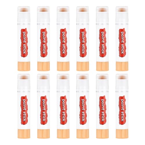 PATIKIL Tempera Paint Sticks, 12 Pcs Solid Tempera Paints Sticks Washable Bulk Markers Pen Quick Drying for Artists Beginners Art Supplies, Beige - color: Beige