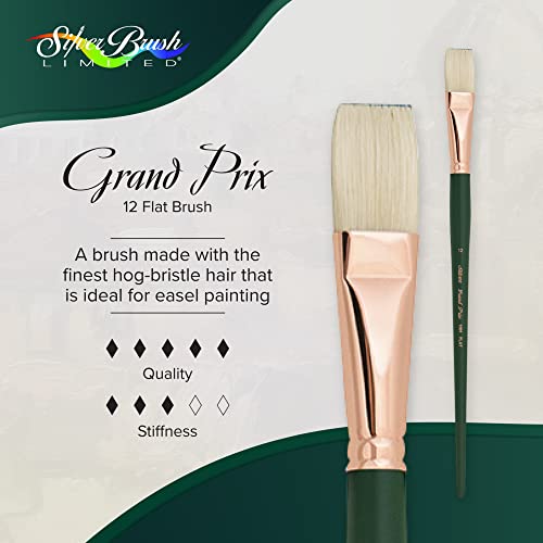 Silver Brush 1001-12 Grand Prix Premier Long Handle Hog Bristle Brush, Flat, Size 12 - size: Size 12