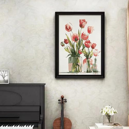 Ginkko Paint by Numbers Kit for Adults Beginner & Kids Ages 8-12 with Wooden Frame Easy Acrylic on Canvas 8x12 inch with Paints and Brushes, Flower 01(Include Framed) - color: Flower 01 framed, size: 8x12 Inch