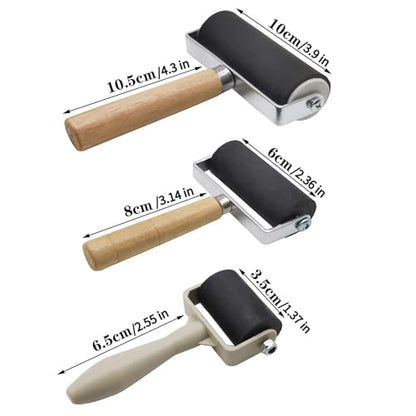 Rubber Brayer Roller for Crafting, Wood Glue Application, Gel Printing, Wallpaper, Border Sealing, and Flashing Tape ，Multipurpose and DIY Implement