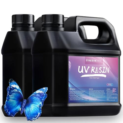 UV Resin 2000g, Crystal Clear Hard Ultraviolet Epoxy Resin Glue, Low Odor Transparent Solar Cure Sunlight Activated Resin for Jewelry Making, DIY Craft Decoration, Mold, Casting and Coating - size: 2000g