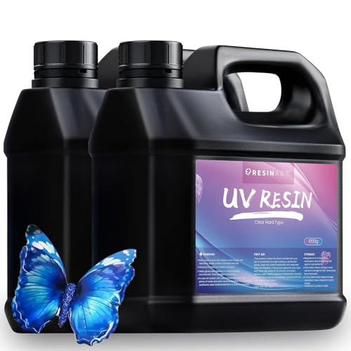 UV Resin 2000g, Crystal Clear Hard Ultraviolet Epoxy Resin Glue, Low Odor Transparent Solar Cure Sunlight Activated Resin for Jewelry Making, DIY Craft Decoration, Mold, Casting and Coating - size: 2000g