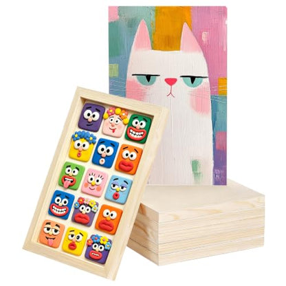 5 Pack 6x12 Inch Wood Panel Boards,Unfinished Wood Frames for DIY Art Projects, Square Canvas for Painting, Pouring, Arts Use with Oils, Valentine's Day Halloween Christmas Decorative Panel Canvas - size: 6 x 12 inch