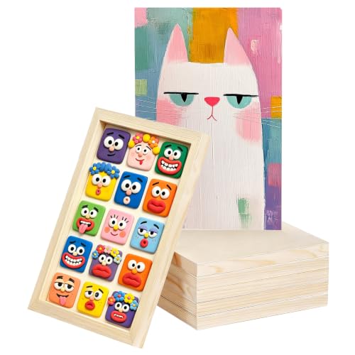 5 Pack 6x12 Inch Wood Panel Boards,Unfinished Wood Frames for DIY Art Projects, Square Canvas for Painting, Pouring, Arts Use with Oils, Valentine's Day Halloween Christmas Decorative Panel Canvas - size: 6 x 12 inch