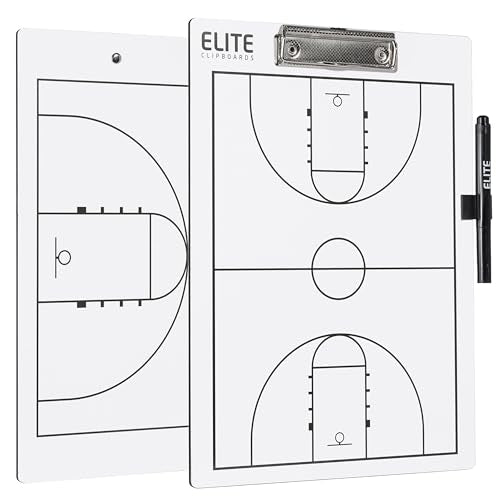 Basketball White Dry Erase Coaches Clipboard | Double-Side Basketball Coaching Whiteboard with Marker