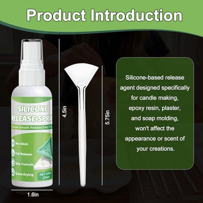 Silicone Molds Release Spray, Molds Release Spray, Quick-Dry Formula for Easy Candle & Epoxy Resin Demolding | Non-Toxic, High Silicone Oil Content | Ideal for Crafters, DIYers & Artists, 120ML