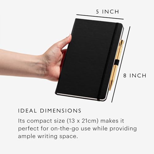 Stone Journal Chef Notebook – 13 × 21 cm Waterproof Paper, 144 Pages, Half Lined & Half Blank, Vegan Leather Hardcover, Kitchen Conversions, Premium Journal (Black) - color: Black