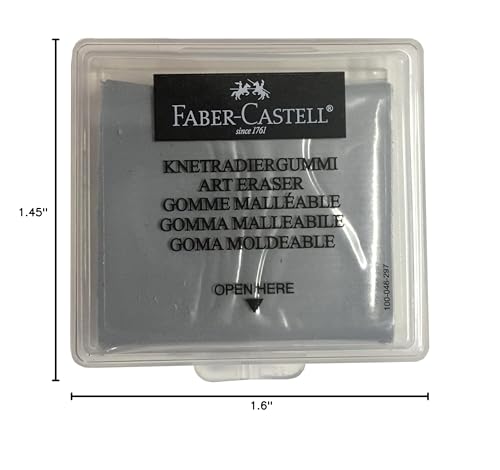 Faber-Castell Large Kneaded Art Eraser Grey Artist Drawing Art Pencil Eraser with Casing [Pack of 4] + 1 Faber-Castell Sharpener