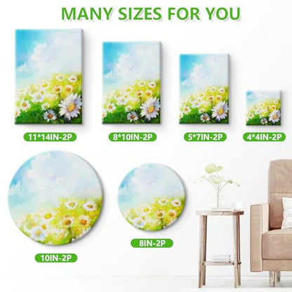 12 Pack Stretched Canvases for Painting, Multi Size Canvas 11x14, 8x10, 5x7, 4x4, Round Canvas with 8x8,10x10, Cotton Primed Paint Blank Canvas for Oil Paint, Acrylic Paint, for Beginners, Artists. - size: 4x4in,5x7in,8x10in,11x14in,D8in,D10in
