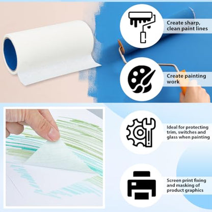OLYCRAFT 21.9 Yards Textured Paper Tape Tape Textured Paper for Painting Masking Frisket Tracing Frisket White Adhesive Painting Tapes 7.9 Inch Wide Painters Tape for Artists and DIY Projects - size: 7.9 Inch