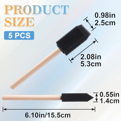 SmallCat 5 PCS Foam Paint Brushes, 0.98 Inch Foam Sponge Brushes for Varnishes, Reusable Sponge Brushes with Wood Handles for Painting, Staining, and DIY Crafts - Black - size: 1"(5pcs)