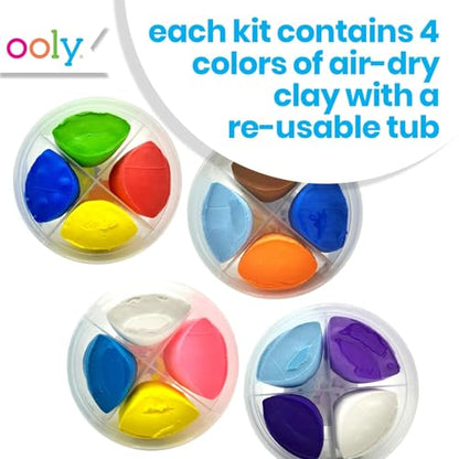 Ooly Air Dry Clay for Kids, 16 Colors Modeling Clay in 4 Tubs, Play Dough Gifts for Kids, Craft Supplies - Creatibles - style: 16 Colors Expansion Set