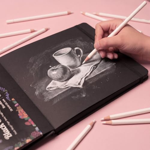 50 Sheets Black Paper Sketchbook, 98lb/160gsm Heavyweight Black Sketch Pad 8×8in, Acid-Free Drawing Paper, Spiral Bound Sketch Book for Teens, Artist - size: 8×8 Inch (1 pack)
