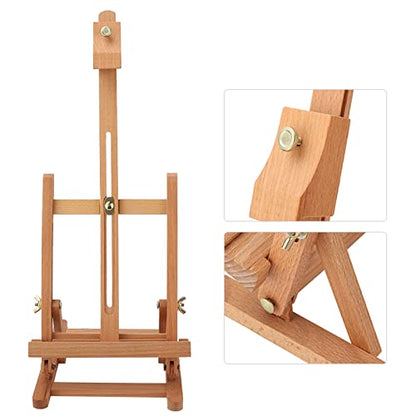 MAVIS LAVEN Wooden Tabletop H Frame Easel, Adjustable Artist Display Stand with Red Beech Material for Studio Drawing and Painting 50cm