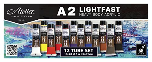 Chroma Art Student's A2 Acrylics - Set of 12 Colors - 20 ml Tubes