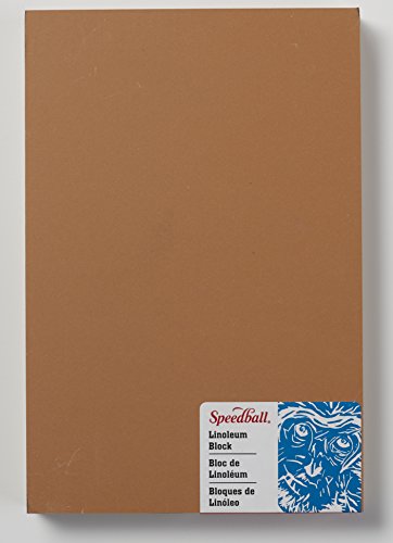 Speedball 4312 Premium Mounted Linoleum Block – Fine, Flat Surface for Easy Carving, Smoky Tan, 6 x 9 Inches - size: 6 x 9 Inches