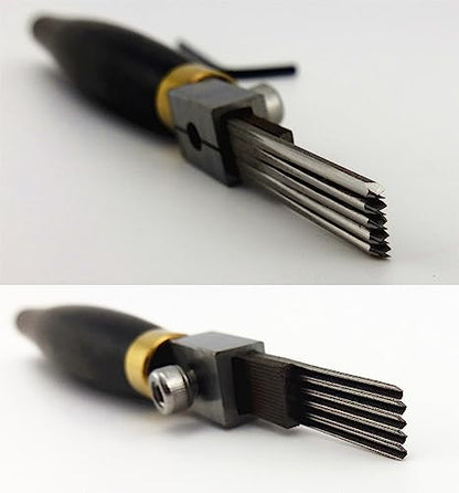 1pc Print Printmaking Copperplate Woodcut Wood Carving Push Rows Line Cutter Chisel Tool 5 lines 1.2mm Spacing U-shaped Round Groove Interchangeable Head