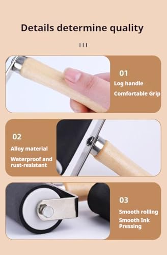 Rubber Brayer Roller for Crafting, Wood Glue Application, Gel Printing, Wallpaper, Border Sealing, and Flashing Tape ，Multipurpose and DIY Implement