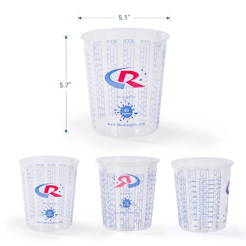 Paint Mixing Cup 40 Ounce, Accurate Measurements in Ratios and OZ. and ML, 12PCS Plastic Graduated Measuring Cups for Paint, Resin, Epoxy, Acrylic, Pigments, Art