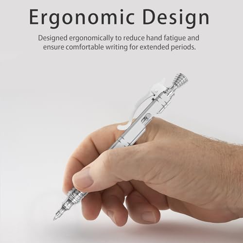 Luxury Bolt Action Pen: Heavy-Duty Stainless Steel EDC Ballpoint Pen with Retractable Mechanism and Pocket Clip - Refillable, Designed for Smooth Writing - style: Business Pen