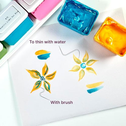 Gouache Paint Set 42 Colors, 50ml Cups with Lids – 24 Metallic & 18 Basic Shades, Refillable Gouache, Opaque & Creamy, Leakproof Storage, Travel Case, Non-Toxic - color: Metallic and Basic
