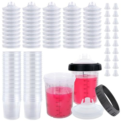 Disposable Paint Gun Cups for Spray Gun, 13oz(400ML) 50 Liners Kit | 50 Pack Disposable Liners and Lids For HVLP & LVLP Automotive Spray Gun, Car Painting, and Furniture - size: 13 ounce