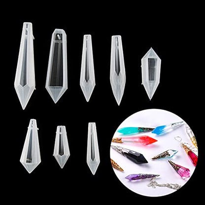 Suhome Crystal Resin Molds,15 PCS Silicone Molds for Resin, Pendulum Resin Pendant Molds for Making Necklace, UV - color: Pendant